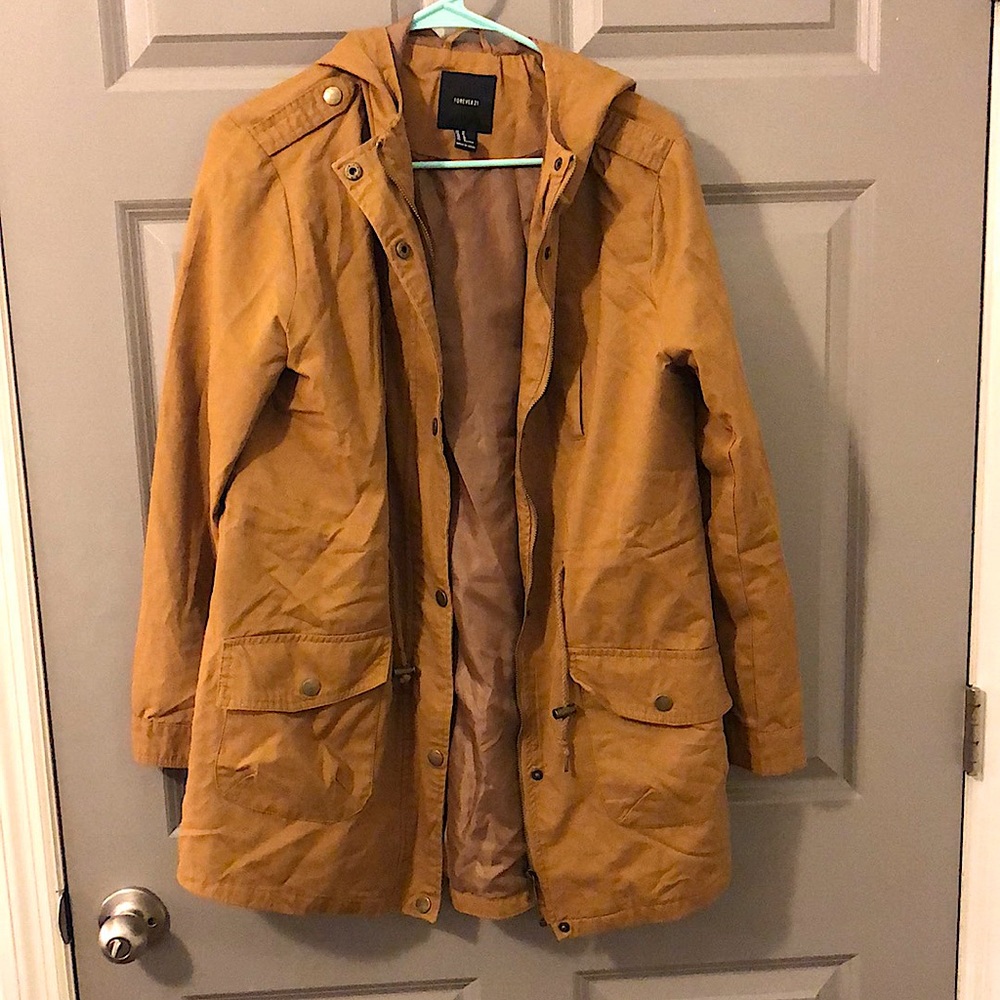 Forever 21 Hooded Brown Jacket, Size Medium